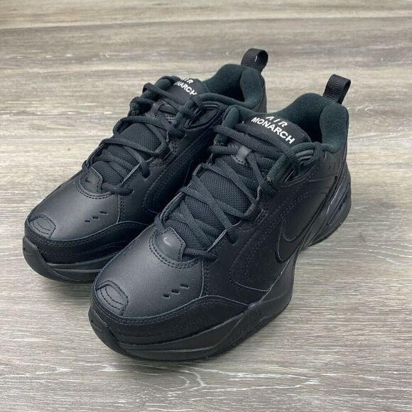 Men's Size 7D Nike Air Monarch IV Triple Black Walking Shoes 415445-001 - Picture 1 of 8